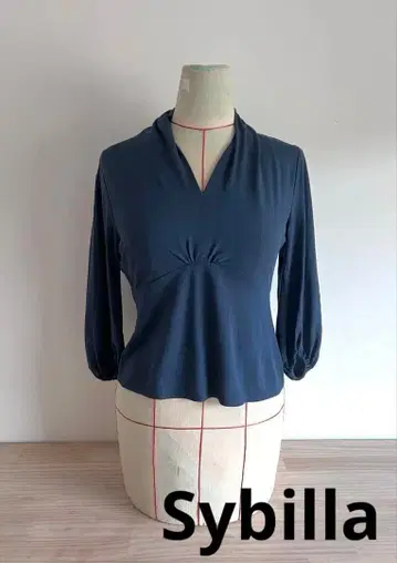 시빌라/Sybilla/상의/티셔츠/블루/M/코튼/7부 소매
