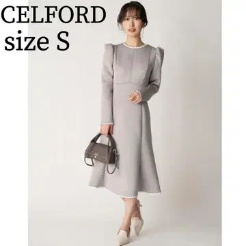 CELFORD 레이스 트리밍 분또 원피스 베이지 36