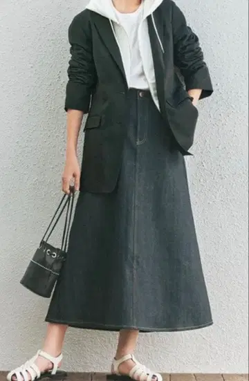 23구 데님 A라인 롱 스커트