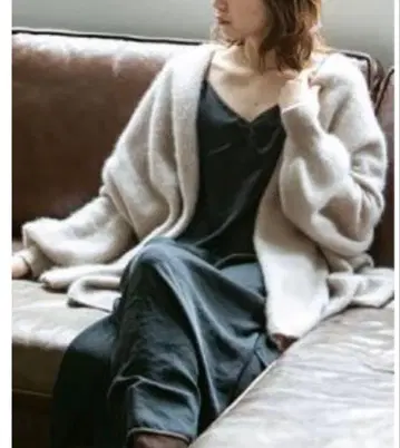 NOBLE 퍼 니트 퍼프 가디건