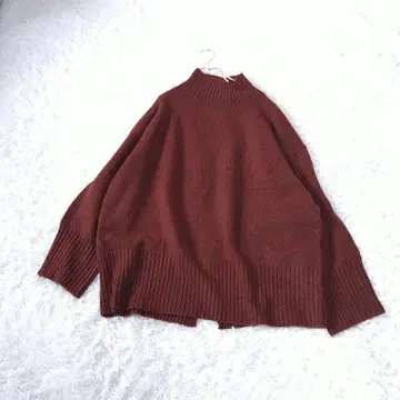 JEANASIS 하이넥 오버 사이즈 니트 스웨터 F 브라운