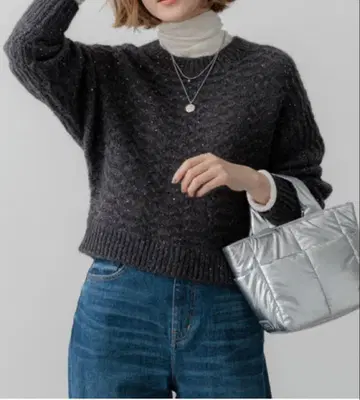 23구 그레이 스팽글 니트 스웨터