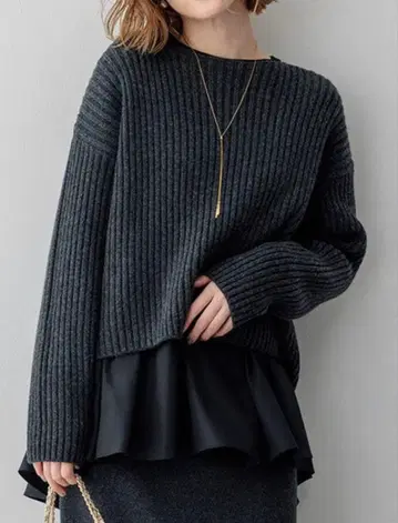 23구 차콜 그레이 리브 니트 긴팔