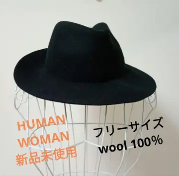 미사용 새상품 HUMAN WOMAN 울 햇 블랙