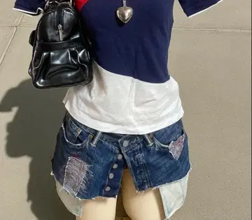 Levi's501 리메이크 데님 랩스커트 인디고 데님 구제샵 구매