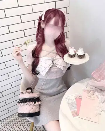 정품 미셸 마카롱 Honeymew 모노그램 리본 앙상블 원피스
