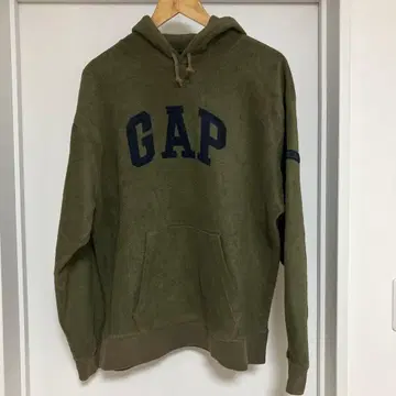 90s GAP 올드 갭 / 풀오버 플리스 후드티 다크 그린