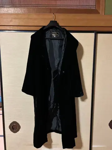 Velvet Coat 블랙 롱 코트 L