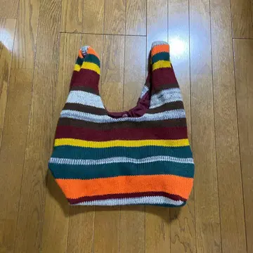 멀티 컬러 스트라이프 숄더백