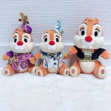 디즈니랜드 칩과 데일 봉제 인형 키링 바 3개 세트