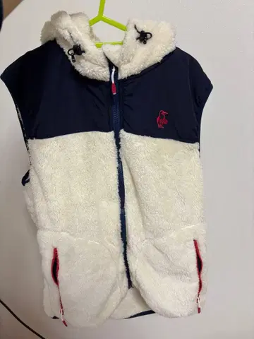 CHUMS 플리스 자켓 L 아이보리/네이비 베스트 L