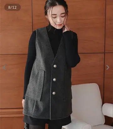 서클 버튼 페이크 울 베스트 [ 고베 레터스 새상품, 미사용 ]