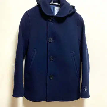 ORCIVAL 네이비 후드 부착 울 코트