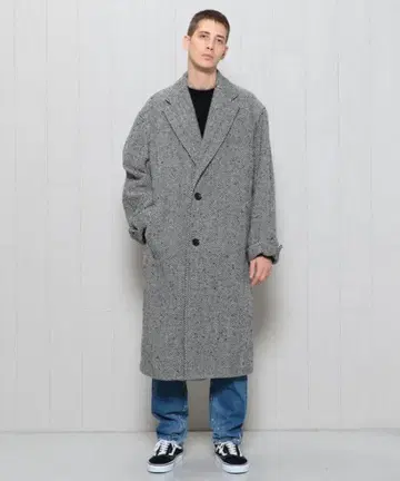 H beauty&youth 헤링본 트위드 빅 코트