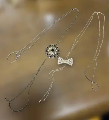 루프 타이 골드 리본 목걸이 2개 세트