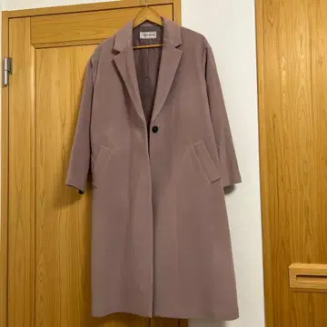 캐시미어 혼방 울 핑크 롱 코트