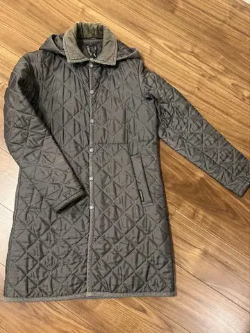 라벤햄 Lavenham 그레이 후드 퀼팅 자켓 코트 38