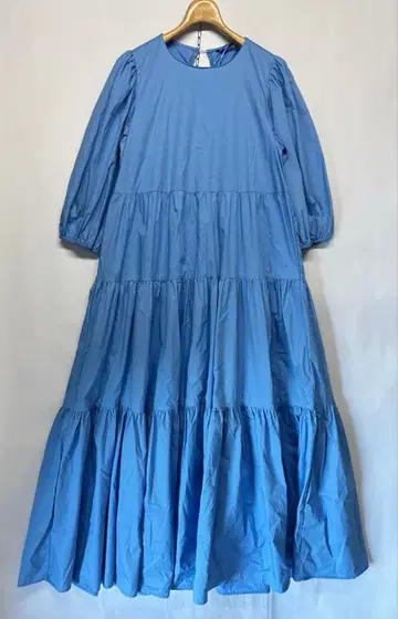 ZARA 자라 티어드 롱 원피스 코튼 블루 L