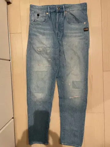 데미지 가공 데님 팬츠 라이트 블루