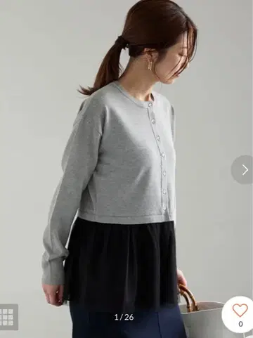 미사용 테치치 튤 절개 페플럼 가디건