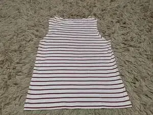 스트라이프 패턴 슬리브리스 미니 원피스