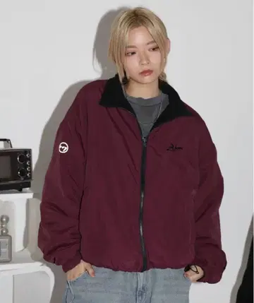 MSG 나일론 자켓 플리스 블랙 와인 레드 리버서블 드로 코드