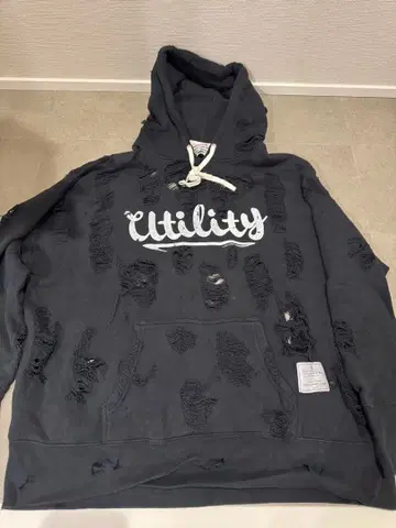 EFFECTEN 데미지 가공 후드티 L 사이즈 블랙