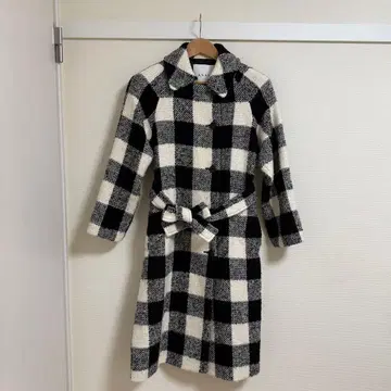 ANAYI 체크 무늬 롱 코트 36 S-M