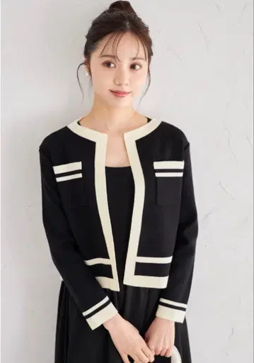 tocco 바이컬러 니트 가디건 x 도킹 니트 원피스 셋업