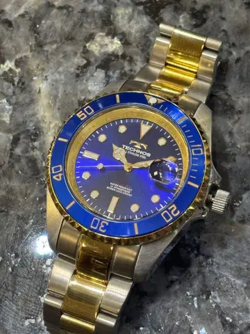 TECHNOS 쿼츠 손목시계 블루/골드