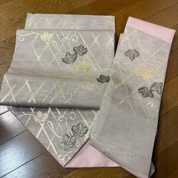 나고야 오비 옅은 핑크 골드 컬러 자수