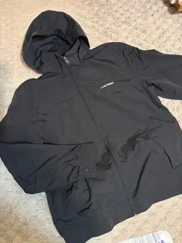 타미힐피거 나일론 자켓 XL 블랙 자수 로고 후드 부착