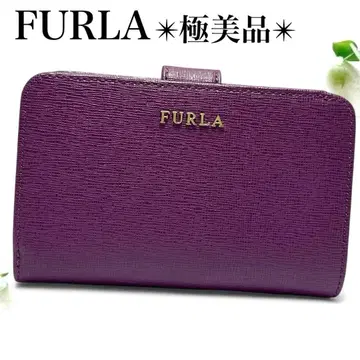 컨디션 최상 훌라 이단 접이식 지갑 카드 가죽 퍼플 보라색