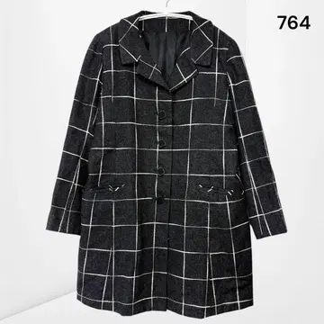 [노브랜드] 체크 무늬 롱 자켓 윈도페인 패턴 깔끔한 코트