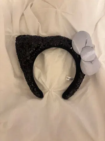 고양이 귀 스팽글 머리띠 리본 포함