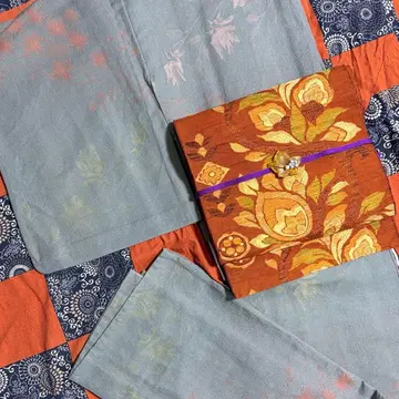 워셔블 기모노 화학 섬유 단의 명주 라메사 잎 패턴 그레이