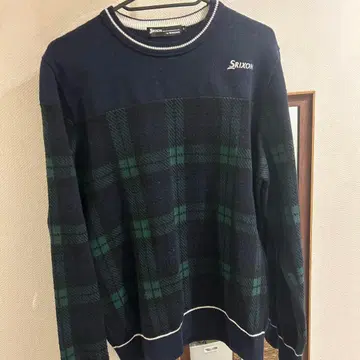 SRIXON 체크 무늬 스웨터 M 네이비 그린