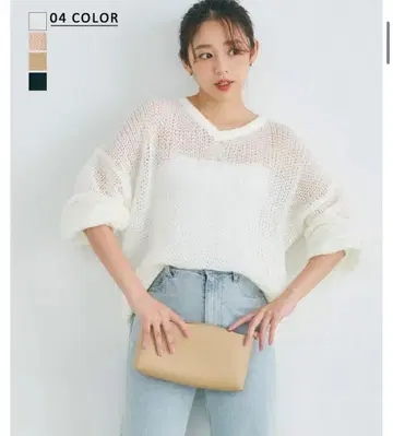 베이스먼트 온라인 벌룬 슬리브 시어 니트