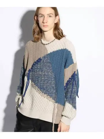 HARE 절개 하이 톤 스티치 니트 오버사이즈 니트