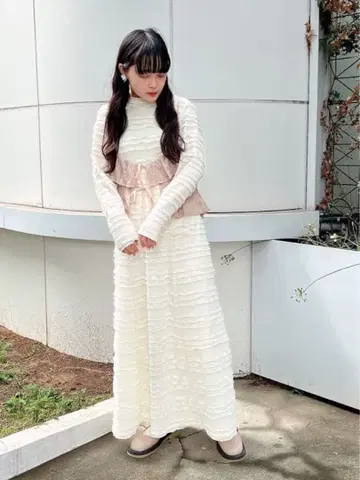 merry jenny frilly 컷 롱 원피스