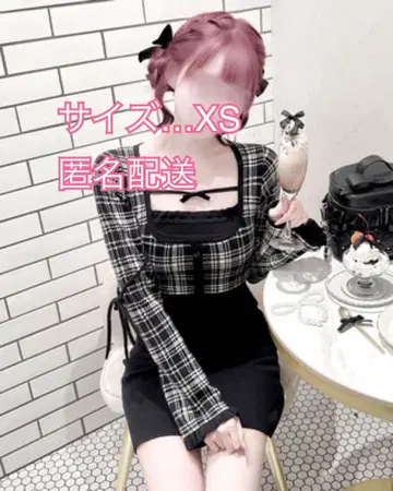 허니뮤우 체크 리본 도킹 원피스 블랙