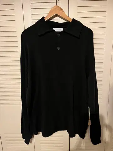 블랙 피케 셔츠 긴팔 (L 사이즈)