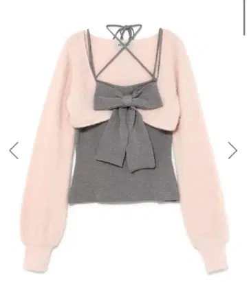 bubbles 리본 니트 앙상블 핑크