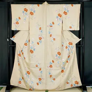 미사용 160cm 베이지 하나 워셔블 기모노 코몬 폴리에스테르 u333