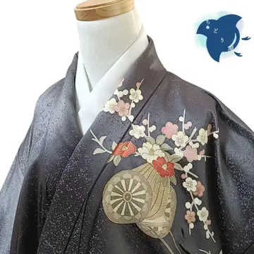 C21 치도리야 기모노 호몬기 꽃 그레이