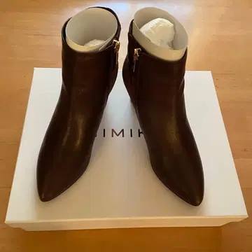 히미코 숏부츠 사이드 지퍼 소가죽 브라운 24cm