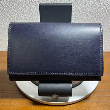 [ 미사용 ] 유하크 명함지갑 이단 접이식 브라이들 가죽 페이즐리 네이비