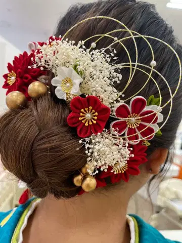 일본풍 모던 머리 장식 성인식 졸업식 결혼식 머리 장식 한 번 이용만