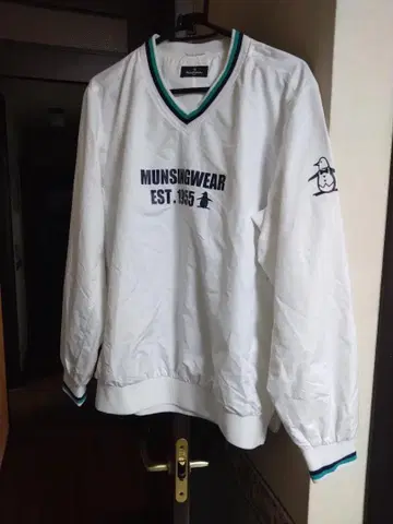 Munsingwear 화이트 V넥 남성 의류