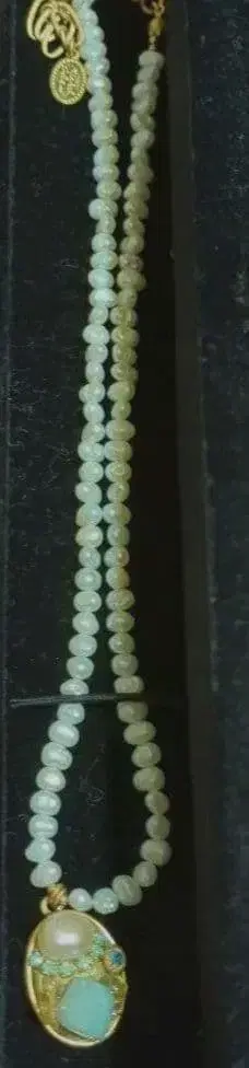 미카엘 고란 펄 이중 스트랜드 목걸이